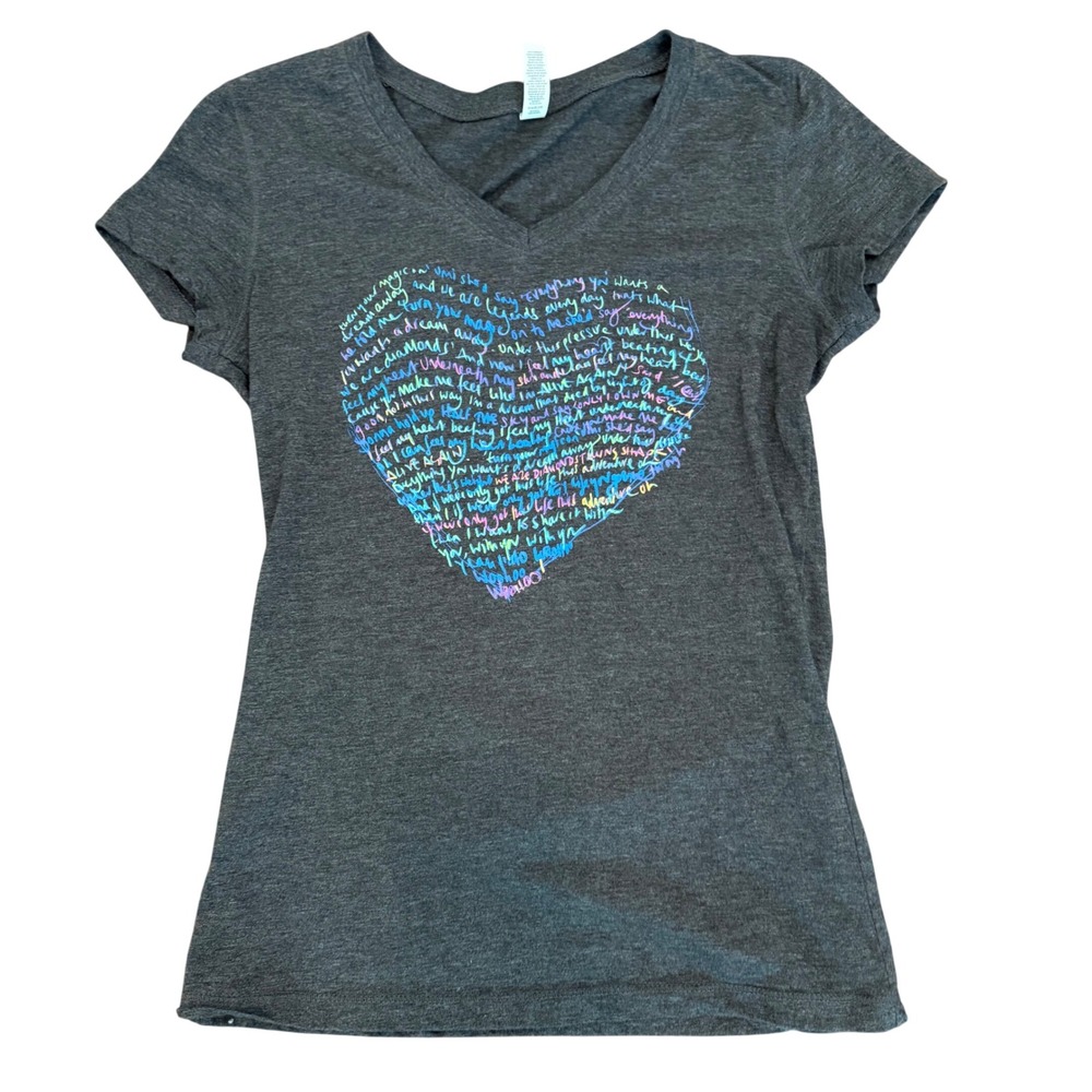 Coldplay Rainbow Heart Adventure of a Lifetime 2017 Concert Shirt Womens M Gray